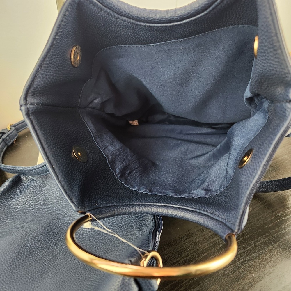 Sondra Roberts Inner Circle Clutch Square‎ Crossbody Navy Blue Purse - Picture 6 of 15